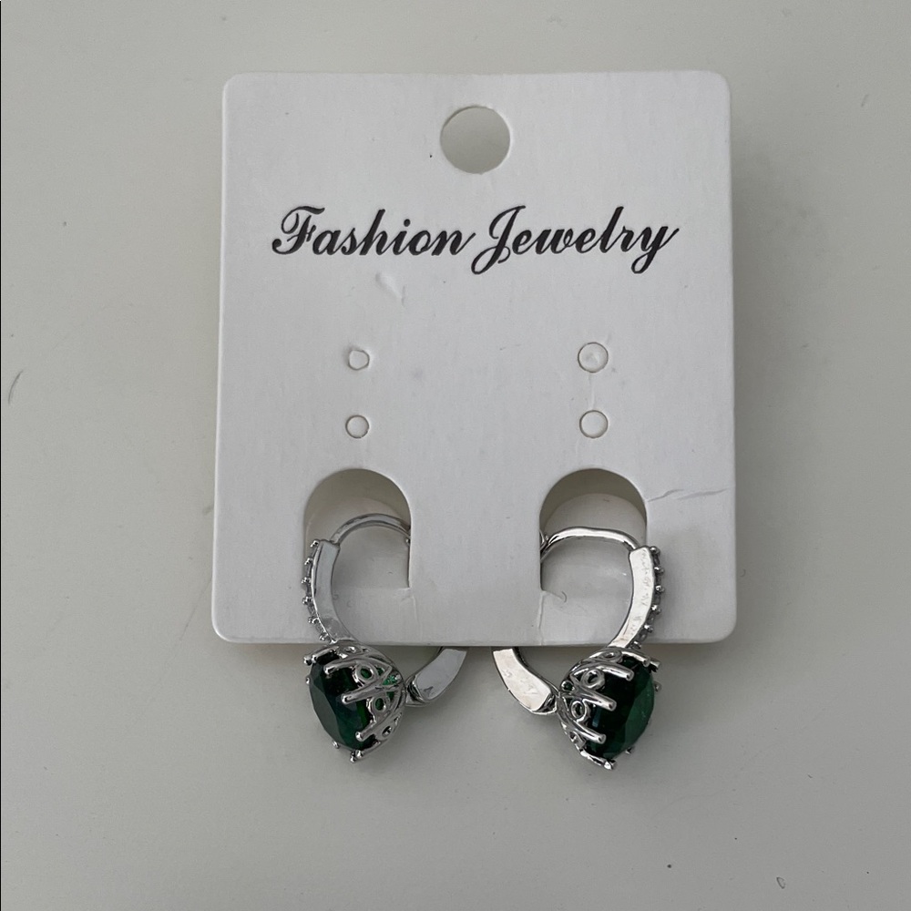 Elegant Silver and Green Earrings